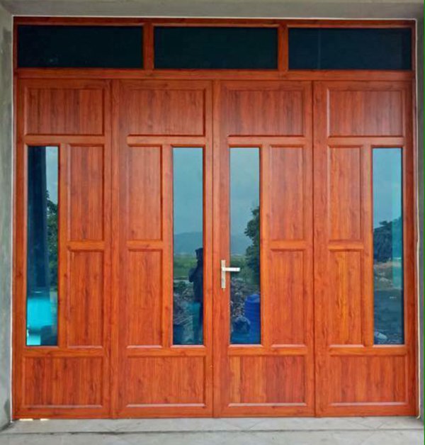 Mẫu cửa nhôm xingfa màu vân gỗ